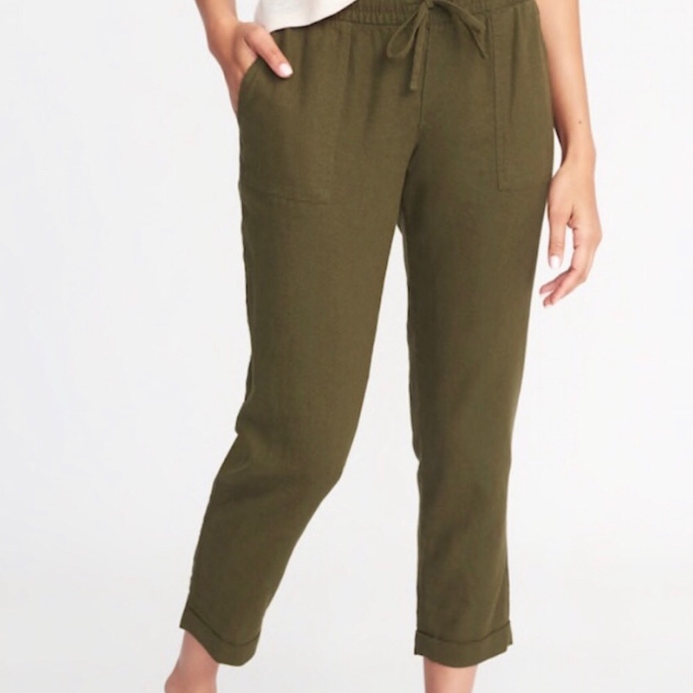 2 pair old navy cropped linen pants